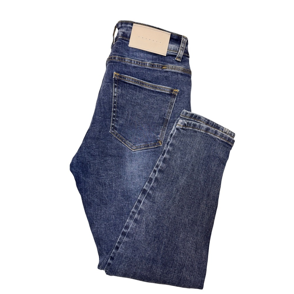 YoungLA 607 Mens Skinny Distressed‎ Dark Wash Denim Jeans 30x28 Blue